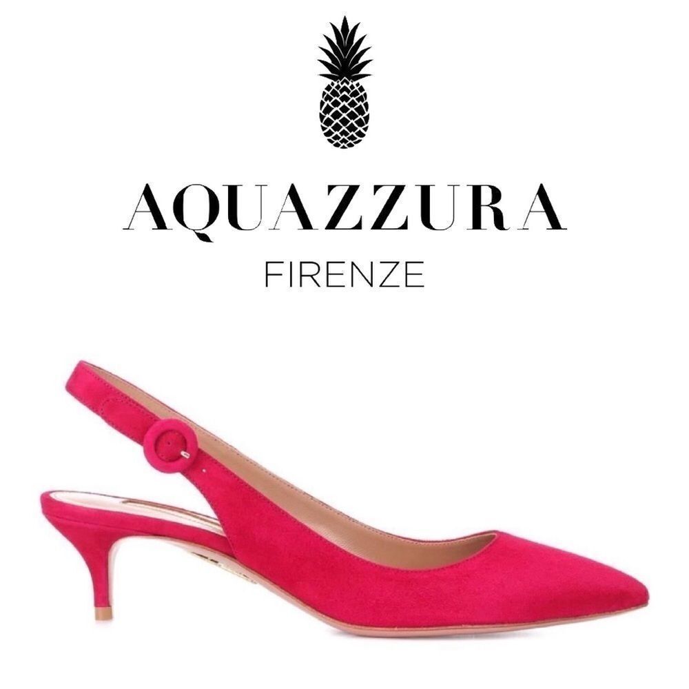 Suede Aquazzura Cabaret Pink Pure Sling 45 Heels 7.5/37.5 NWT in box + dust bag!